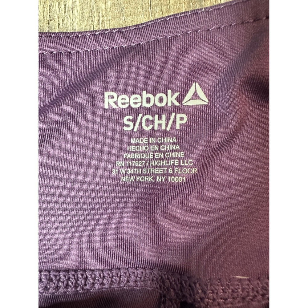 Reebok Womens Purple Mesh Panel Performance Leggings Small Activewear Athleisure - Picture 2 of 10